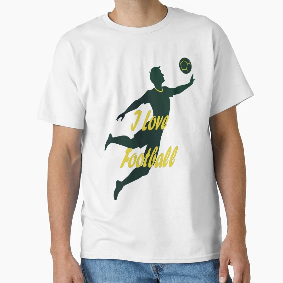 I Love Football Dynamic Player T-Shirt - Minimalist Print for Adults - T-Shirt, Sweatshirt, Hoodie