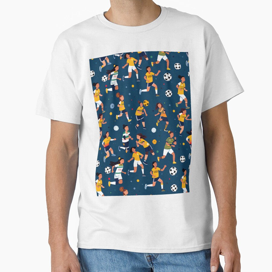 Brazil Women's Soccer Stars Blue Sports Pattern by - Adult & Kids T-Shirts, Sweatshirts & Hoodies apparel design preview 1