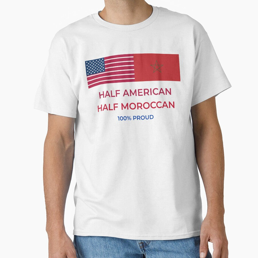 Half american moroccan 100% proud dual heritage by - Adult & Kids T-Shirts, Sweatshirts & Hoodies apparel design preview 1