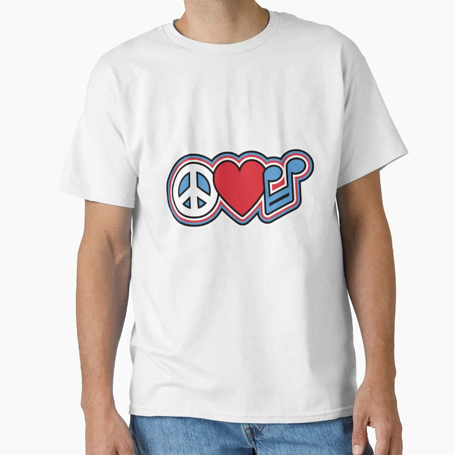 Peace Love Music Symbols T-Shirt - Fun Novelty Design Men Women - T-Shirt, Sweatshirt, Hoodie