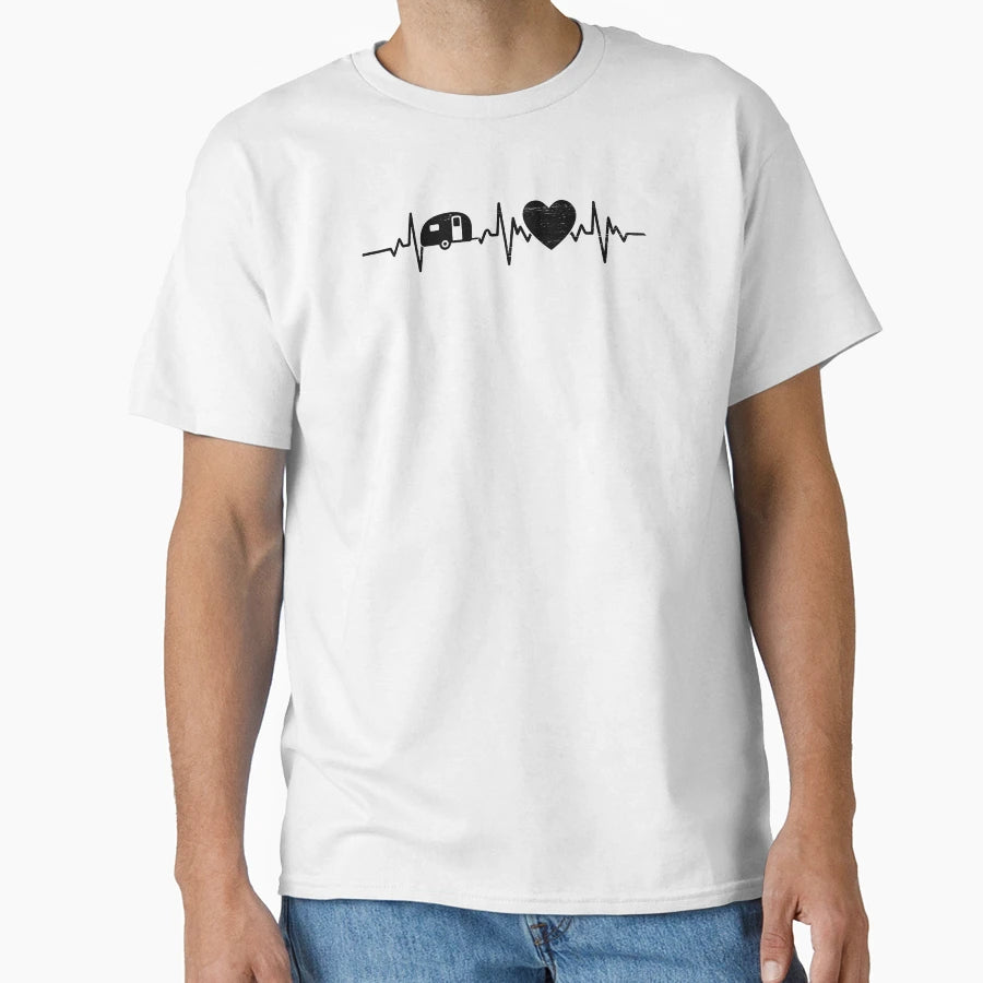 Camping Heartbeat Nature Outdoor T-Shirt - Aesthetic Graphic Unisex - T-Shirt, Sweatshirt, Hoodie