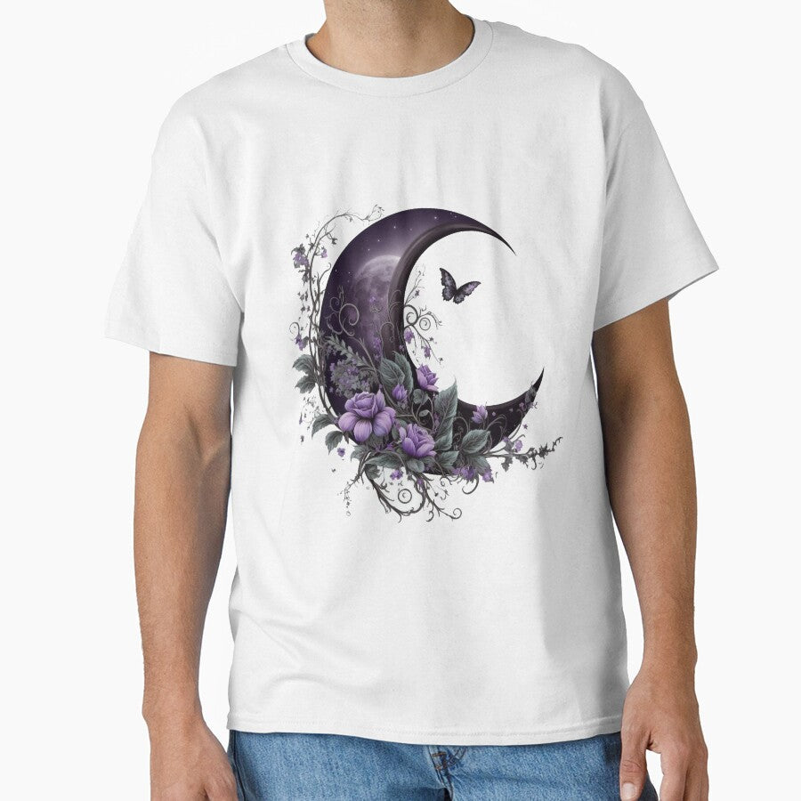 Purple Lilac Black Butterfly Crescent Moon Flower by - Adult & Kids T-Shirts, Sweatshirts & Hoodies apparel design preview 1