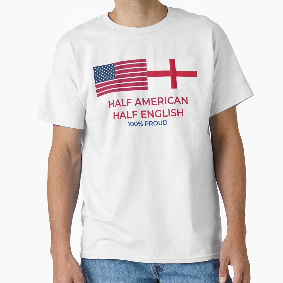 Half american english 100% proud dual heritage by - Adult & Kids T-Shirts, Sweatshirts & Hoodies apparel design preview 1