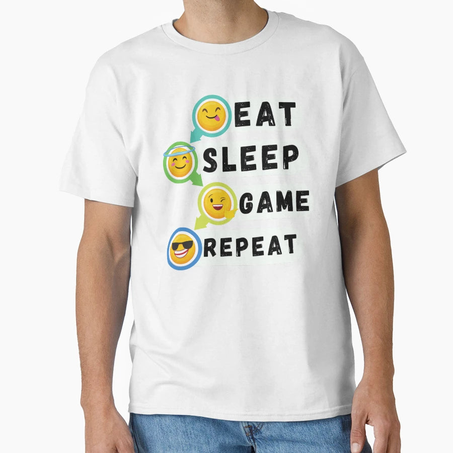 Eat Sleep Game Repeat T-Shirt - Graphic Print Men Women - T-Shirt, Sweatshirt, Hoodie