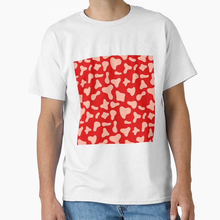 Pink Cow Pattern on Red Holstein by Cow-Print-Stuff - Adult & Kids T-Shirts, Sweatshirts & Hoodies apparel design preview 1