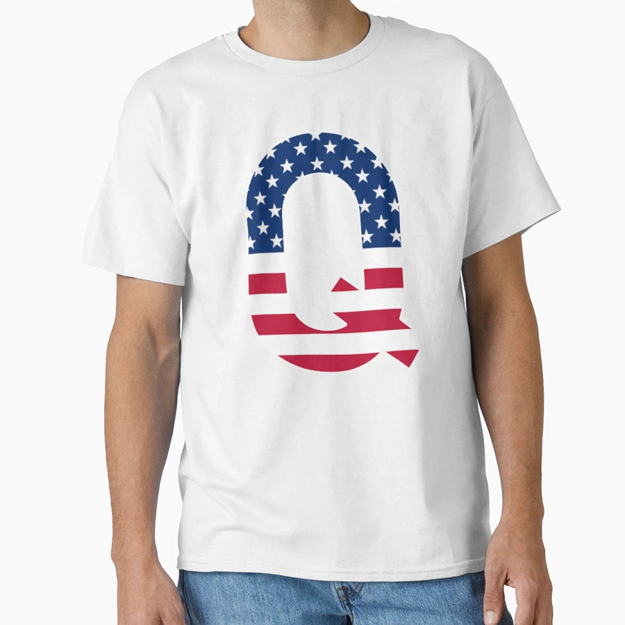 Letter Q Capital Alphabet Q American T-Shirt - Unique Graphic for Adults - T-Shirt, Sweatshirt, Hoodie