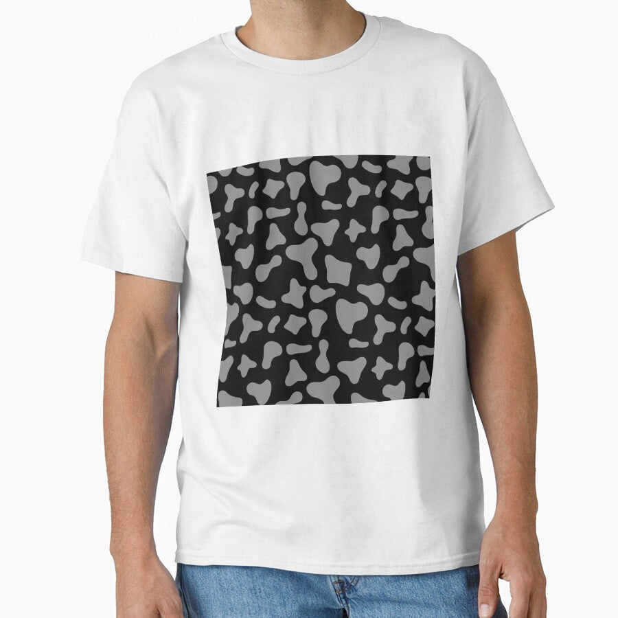 Grey Cow Pattern on Black Holstein by Cow-Print-Stuff - Adult & Kids T-Shirts, Sweatshirts & Hoodies apparel design preview 1