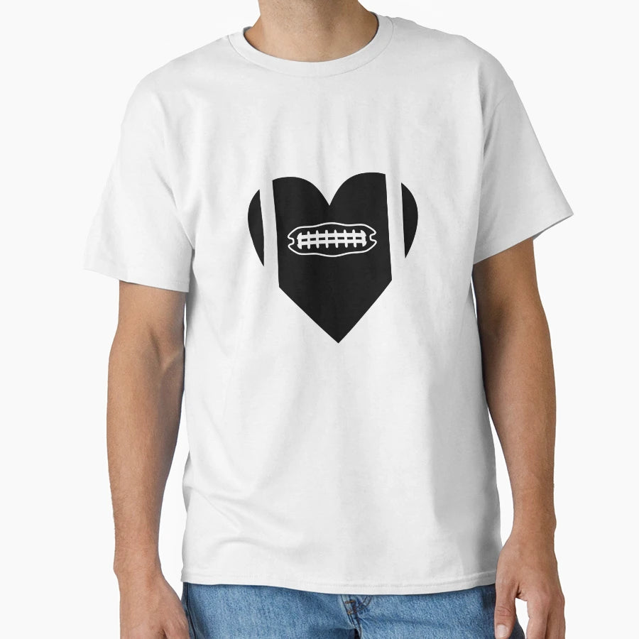 American Football Heart Black And T-Shirt - Casual Everyday Wear Unisex - T-Shirt, Sweatshirt, Hoodie