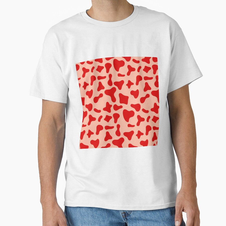 Red Cow Pattern on Pink Holstein by Cow-Print-Stuff - Adult & Kids T-Shirts, Sweatshirts & Hoodies apparel design preview 1