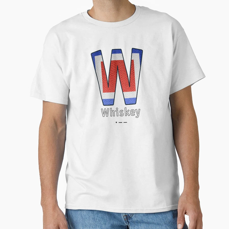 Whiskey Navy Alphabet Leather T-Shirt - Trendy Graphic for Adults - T-Shirt, Sweatshirt, Hoodie