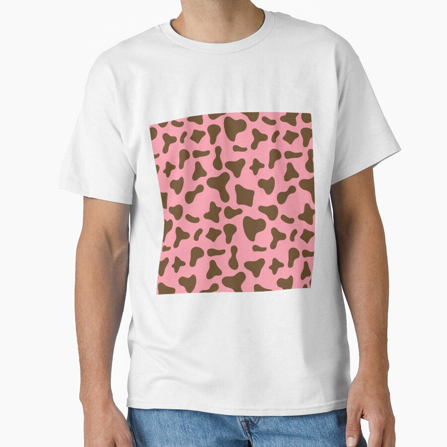 Brown Cow Pattern on Pink Holstein by Cow-Print-Stuff - Adult & Kids T-Shirts, Sweatshirts & Hoodies apparel design preview 1