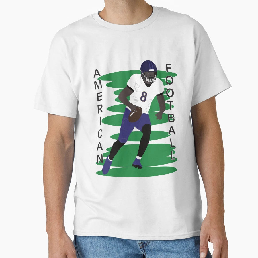 American Football Player Action T-Shirt - Trendy Graphic for Adults - T-Shirt, Sweatshirt, Hoodie