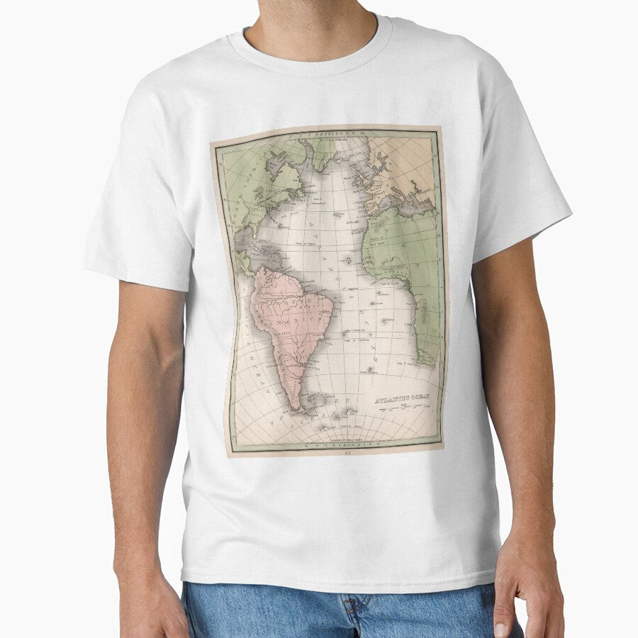 Vintage Map of The Atlantic Ocean (1838) by - Adult & Kids T-Shirts, Sweatshirts & Hoodies apparel design preview 1