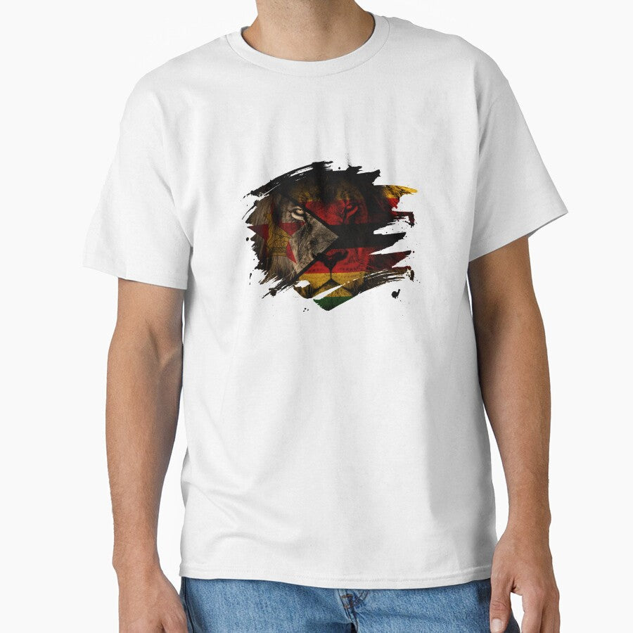 Zimbabwe Lion Flag Paint Splatter by ockshirts - Adult & Kids T-Shirts, Sweatshirts & Hoodies apparel design preview 1