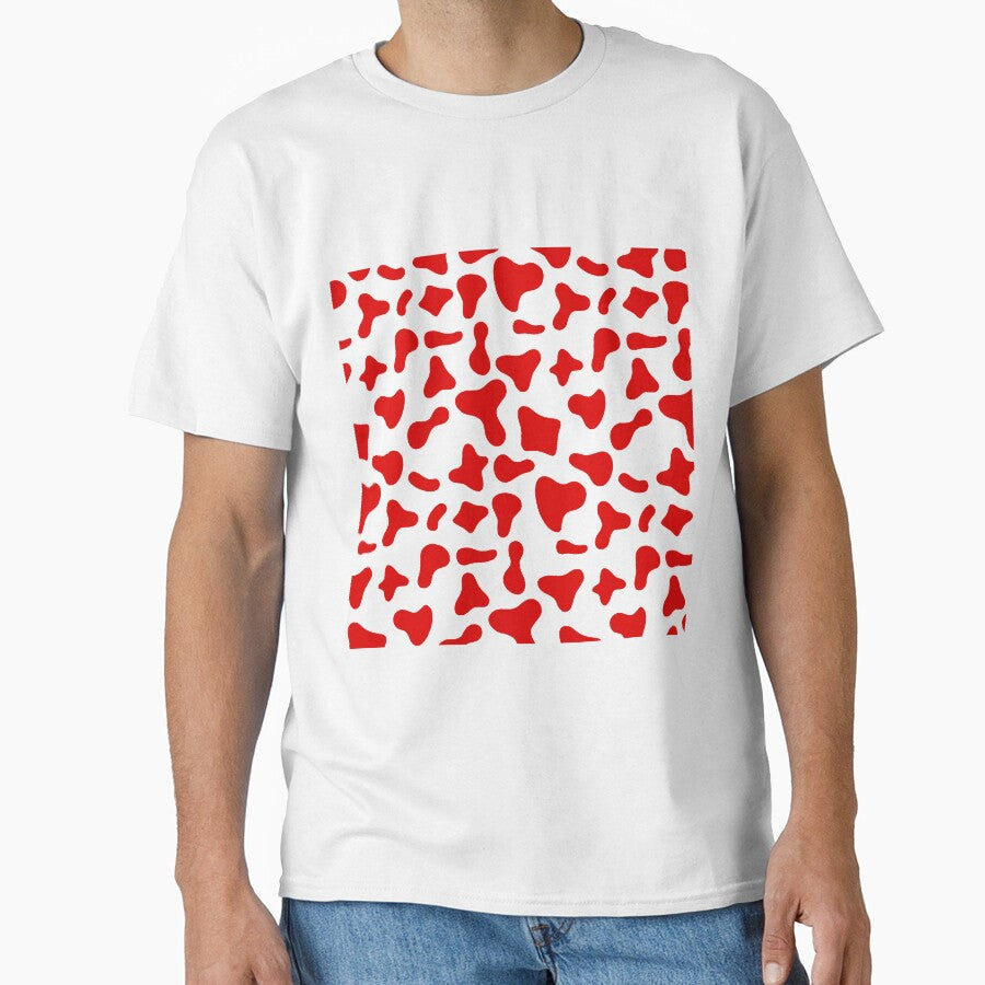 Red Cow Pattern on White Holstein by Cow-Print-Stuff - Adult & Kids T-Shirts, Sweatshirts & Hoodies apparel design preview 1