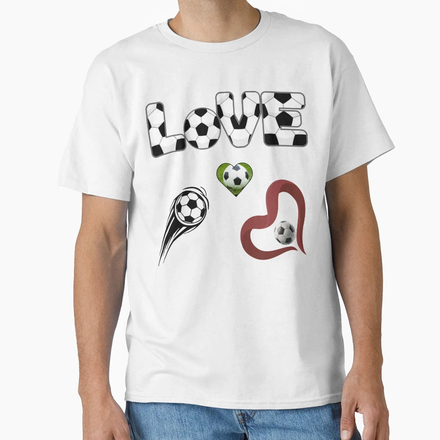 Love Soccer Football Heart Pack T-Shirt - Casual Everyday Wear Men Women - T-Shirt, Sweatshirt, Hoodie
