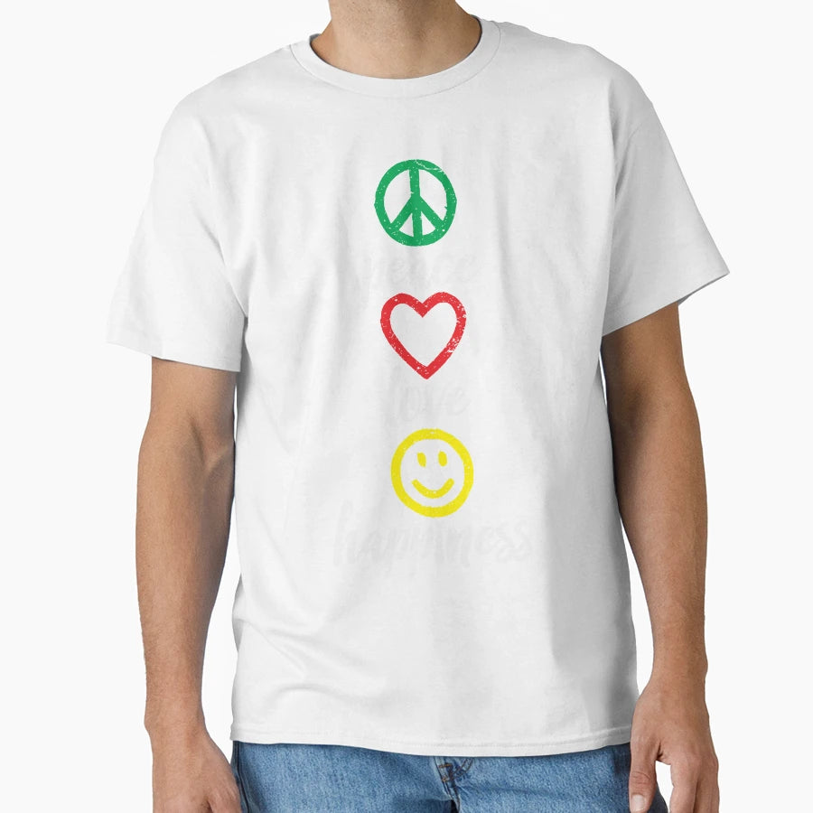 Peace Love And Happiness Signs And T-Shirt - Custom Art Print Men Women - T-Shirt, Sweatshirt, Hoodie