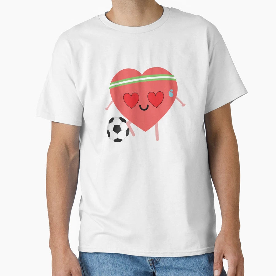 Soccer Heart Emoji T-Shirt - Minimalist Print Men Women - T-Shirt, Sweatshirt, Hoodie