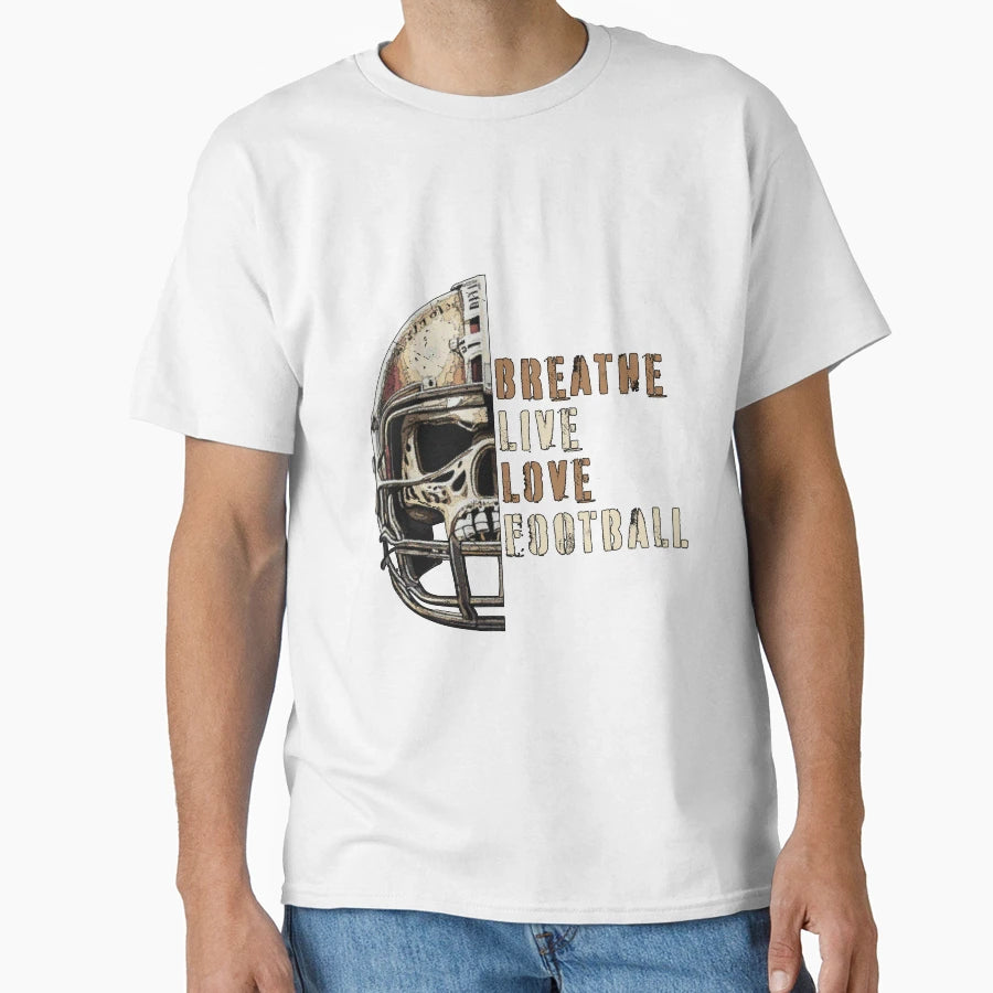 Breathe Live Love Football T-Shirt - Novelty Apparel for Adults - T-Shirt, Sweatshirt, Hoodie