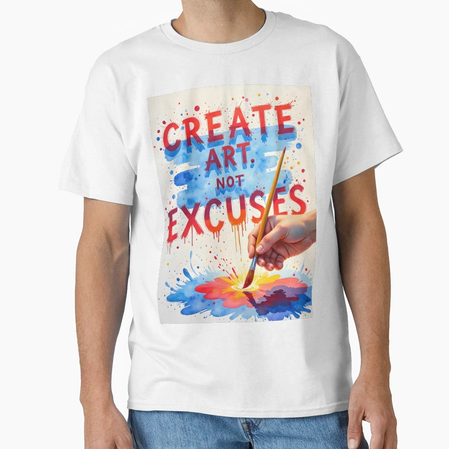 Create Art Not Excuses T-Shirt - Minimalist Print Men Women - T-Shirt, Sweatshirt, Hoodie