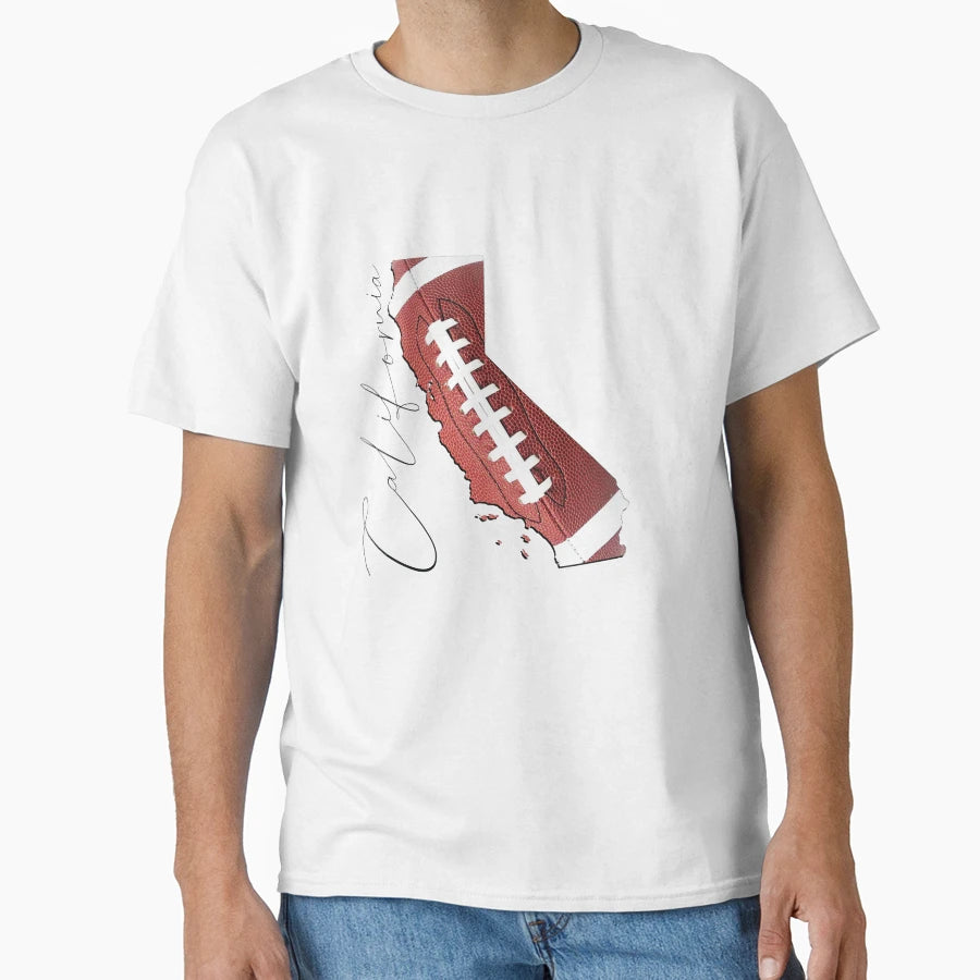 California Usa Map Real Football En T-Shirt - Custom Art Print Unisex - T-Shirt, Sweatshirt, Hoodie