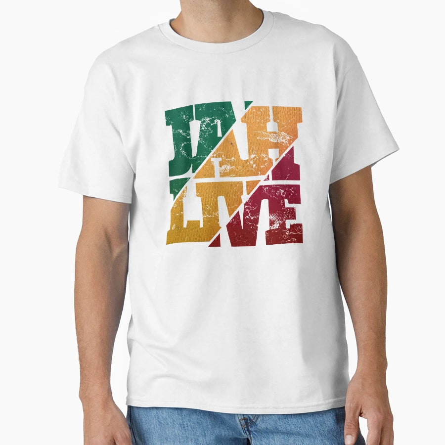 Jah Live Rasta Colors Distressed T-Shirt - Minimalist Print Men Women - T-Shirt, Sweatshirt, Hoodie