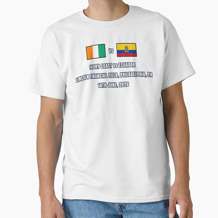 Ivory Coast Vs Ecuador 14 June 2026 T-Shirt - Minimalist Print Unisex - T-Shirt, Sweatshirt, Hoodie