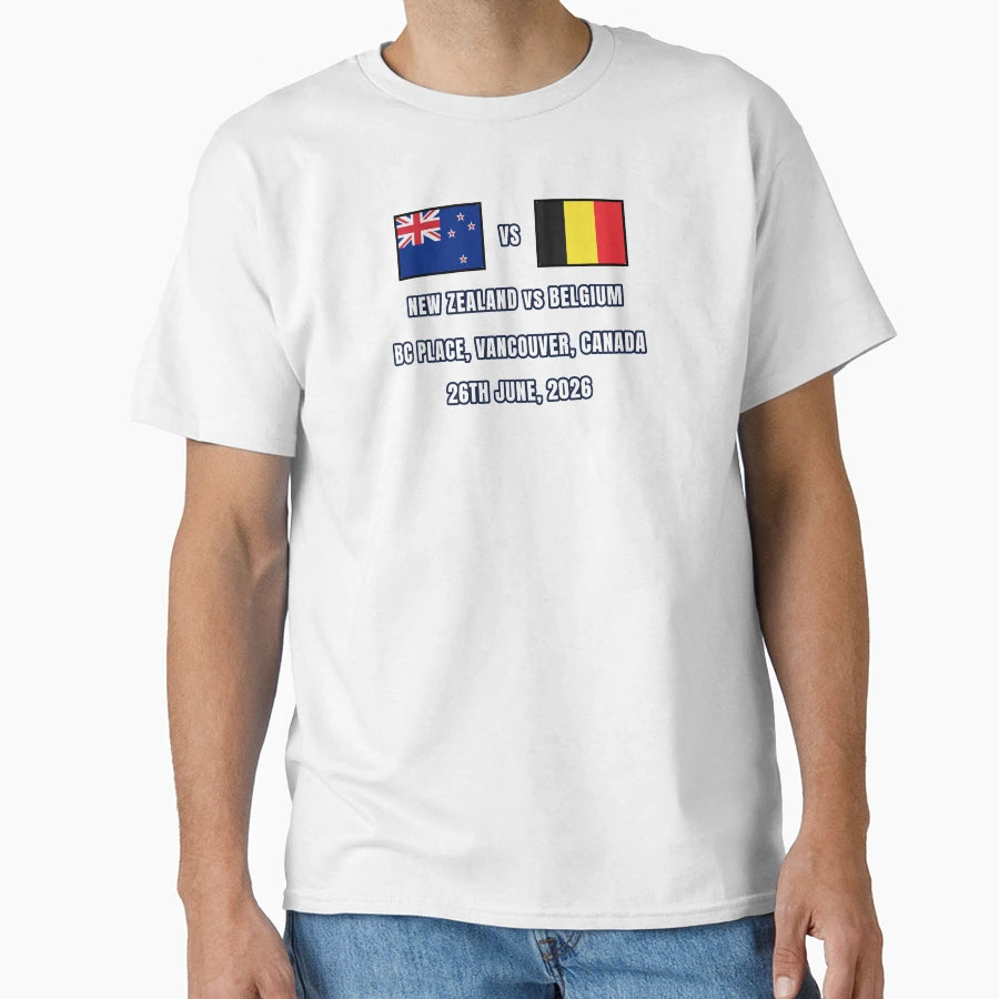 New Zealand Vs Belgium 26 June 2026 T-Shirt - Custom Art Print for Adults - T-Shirt, Sweatshirt, Hoodie