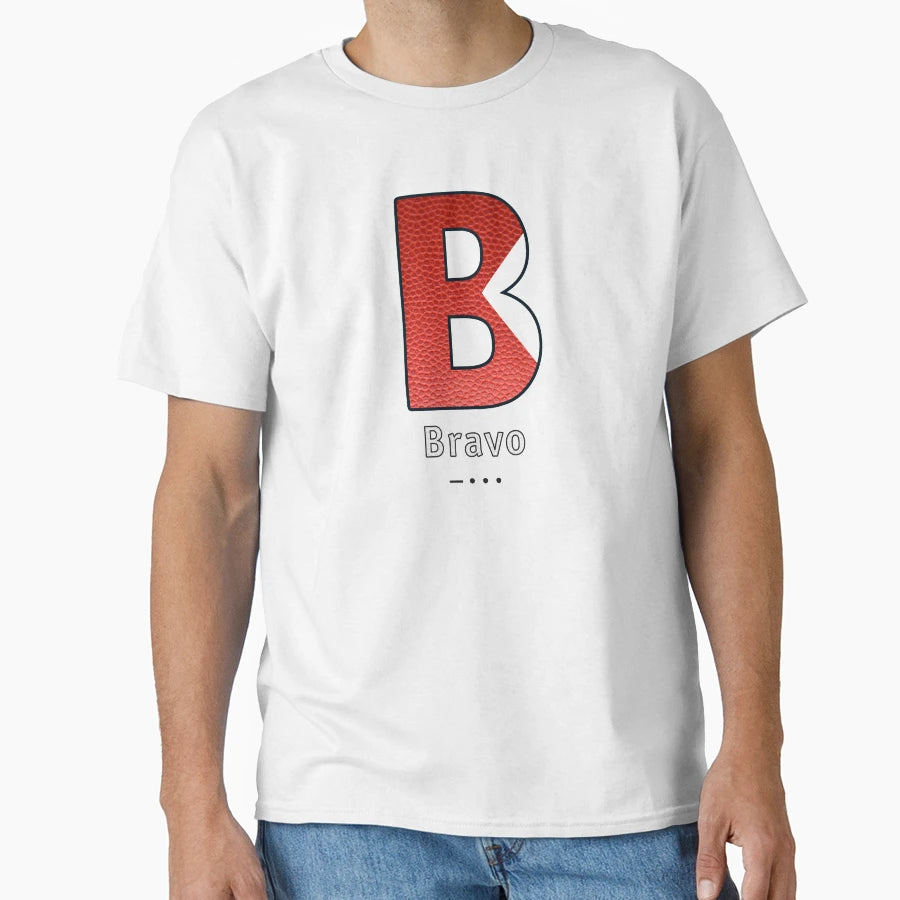Bravo Navy Alphabet Leather T-Shirt - Trendy Graphic for Adults - T-Shirt, Sweatshirt, Hoodie