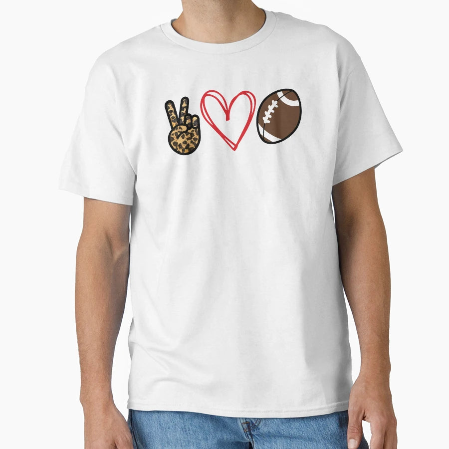 Peace Love Football T-Shirt - Minimalist Print Men Women - T-Shirt, Sweatshirt, Hoodie