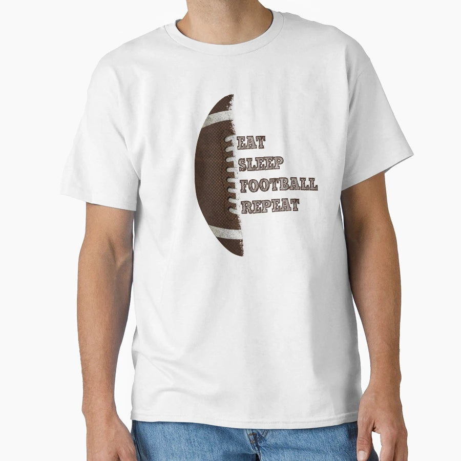 American Football Eat Sleep Football T-Shirt - Aesthetic Graphic Men Women - T-Shirt, Sweatshirt, Hoodie