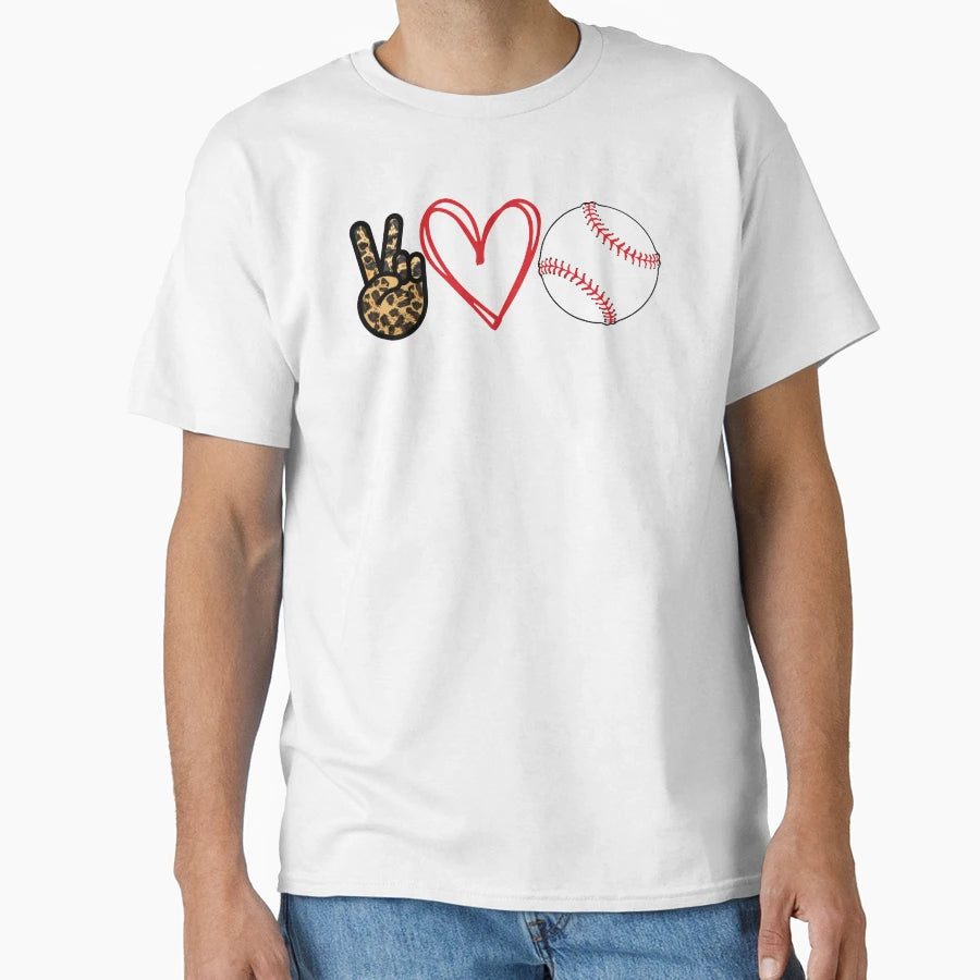 Peace Love Baseball T-Shirt - Custom Art Print for Adults - T-Shirt, Sweatshirt, Hoodie