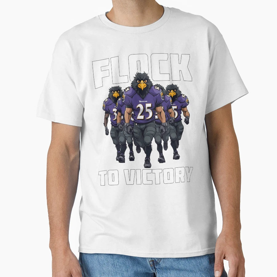 Flock To Victory Football Ravens Gift T-Shirt - Streetwear Style Unisex - T-Shirt, Sweatshirt, Hoodie