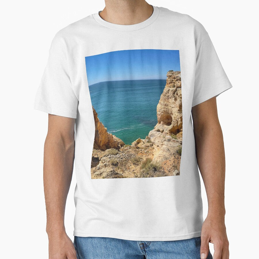 Golden Coastal Cliffs Over Turquoise Ocean by - Adult & Kids T-Shirts, Sweatshirts & Hoodies apparel design preview 1