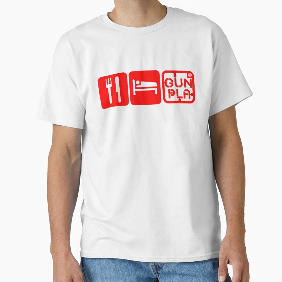 Eat Sleep Gunpla Red T-Shirt - Fun Novelty Design for Adults - T-Shirt, Sweatshirt, Hoodie