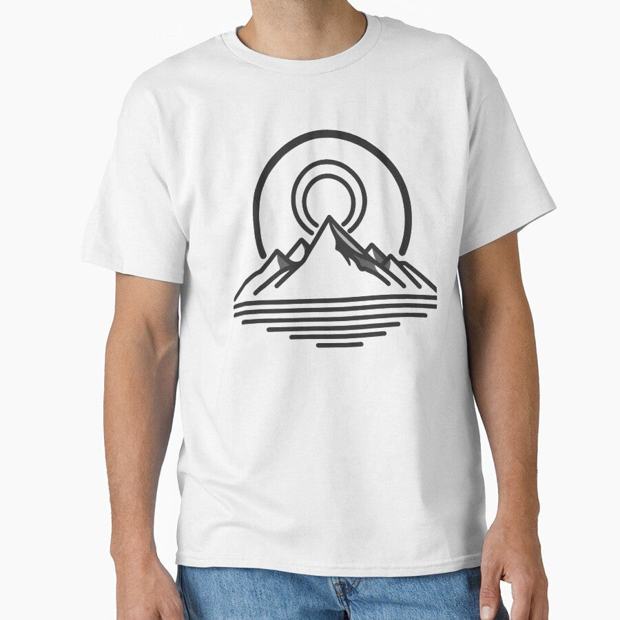 Minimal Line Mountain Simple Nature Illustration by - Adult & Kids T-Shirts, Sweatshirts & Hoodies apparel design preview 1