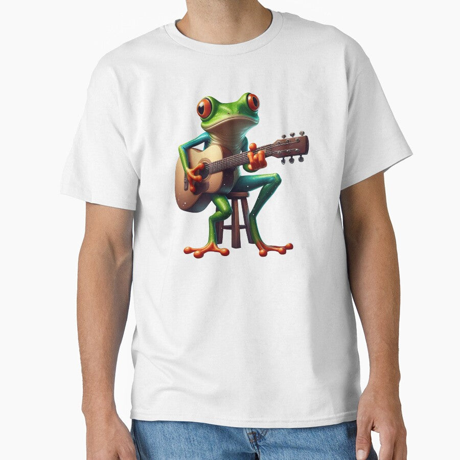 Groovy Frog Guitar Art Vibrant and Quirky Design for - Adult & Kids T-Shirts, Sweatshirts & Hoodies apparel design preview 1