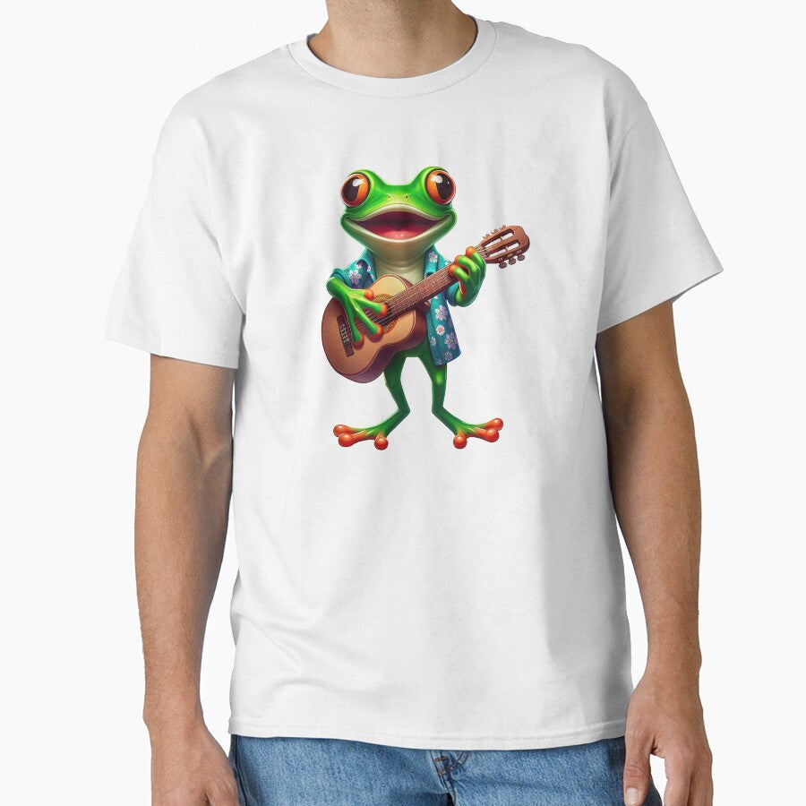 Artistic Frog Playing Guitar A Perfect Blend of Music - Adult & Kids T-Shirts, Sweatshirts & Hoodies apparel design preview 1
