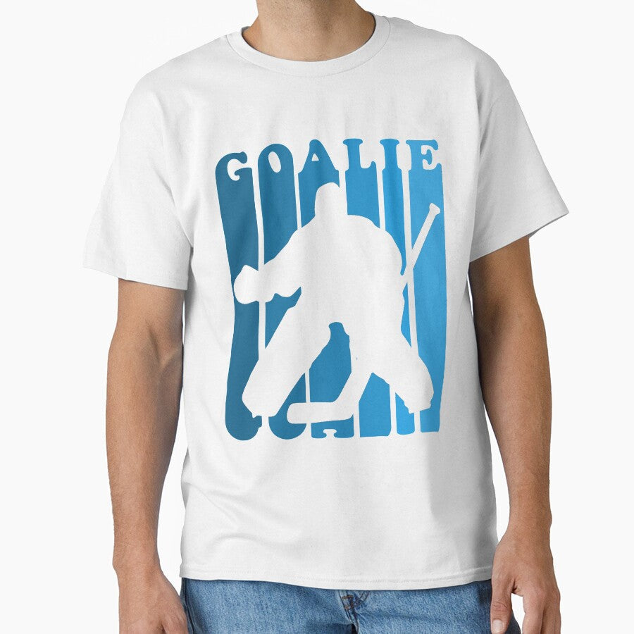 Retro 1980's Style Hockey Goalie Silhouette Sport by - Adult & Kids T-Shirts, Sweatshirts & Hoodies apparel design preview 1