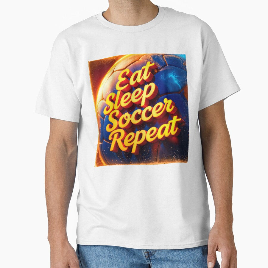 Eat Sleep Soccer Repeat Sports Quote by TheArtOfPat - Adult & Kids T-Shirts, Sweatshirts & Hoodies apparel design preview 1