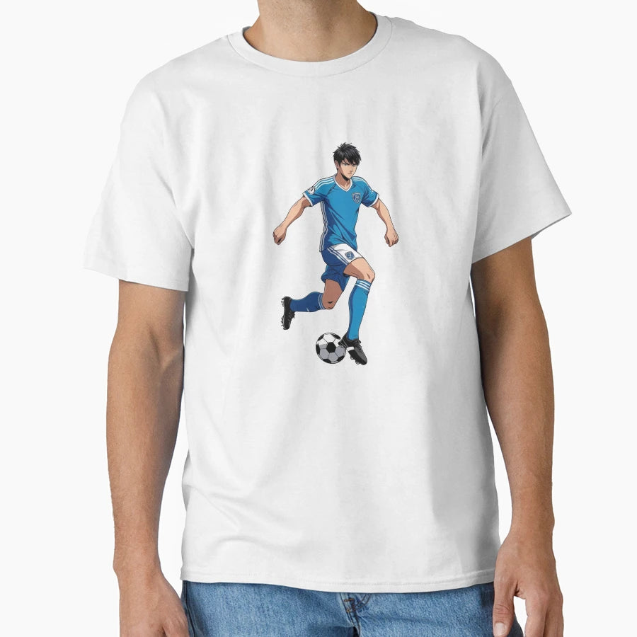 Anime Soccer Player Team Blue T-Shirt - Custom Art Print Men Women - T-Shirt, Sweatshirt, Hoodie