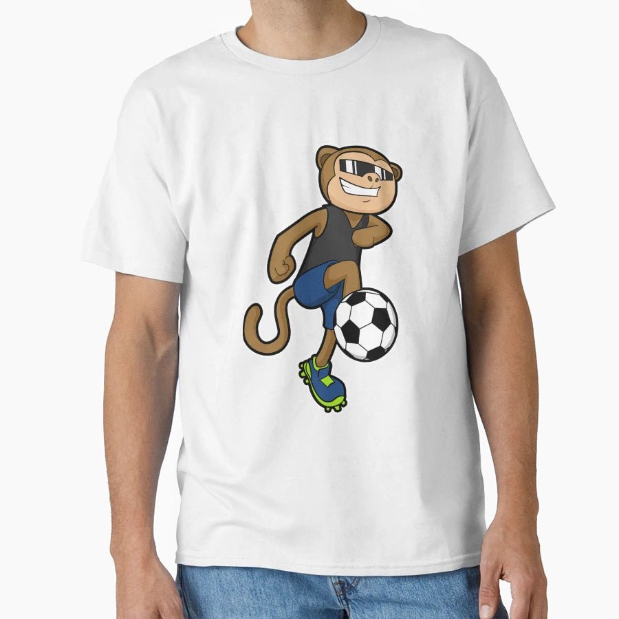 Monkey As Soccer Player Soccer T-Shirt - Aesthetic Graphic Men Women - T-Shirt, Sweatshirt, Hoodie