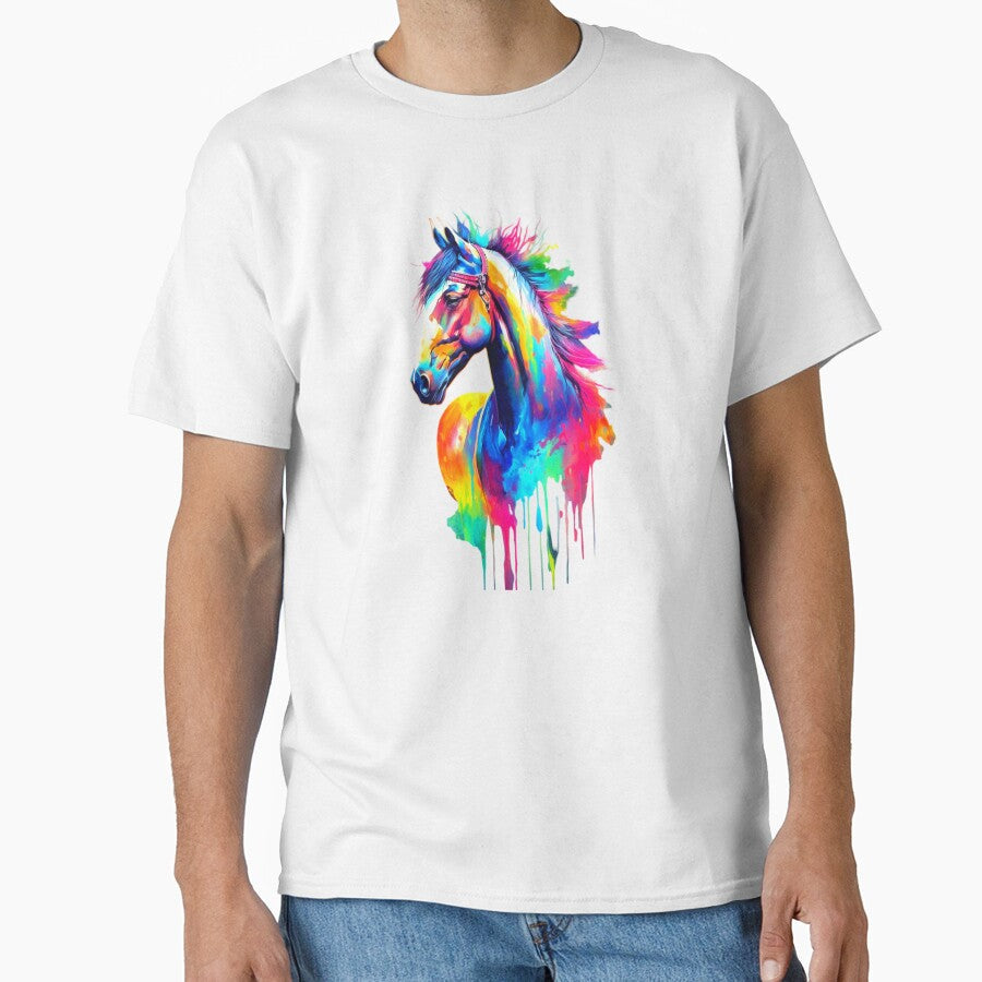 Neon Colorful Horse Splash Glow Vibrant Rainbow Art - Adult & Kids T-Shirts, Sweatshirts & Hoodies apparel design preview 1