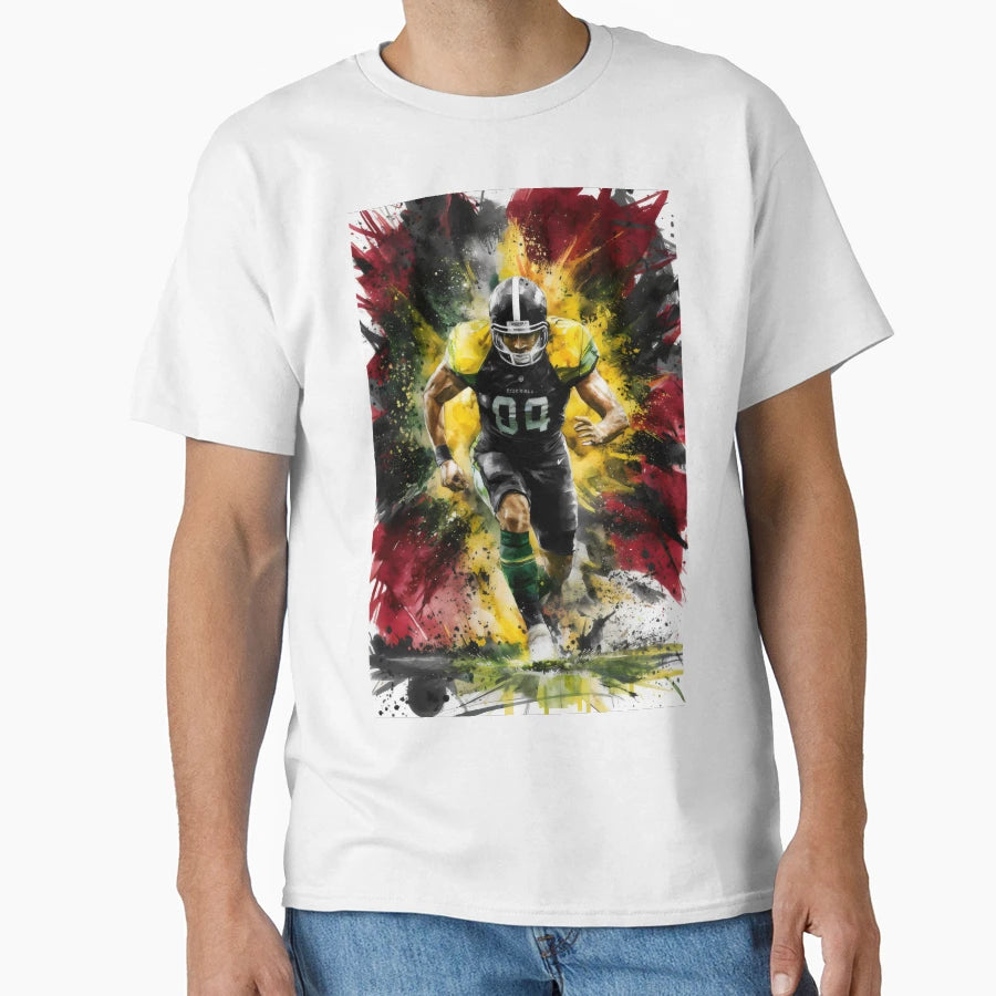 American Football Player Running Towards T-Shirt - Graphic Print Men Women - T-Shirt, Sweatshirt, Hoodie