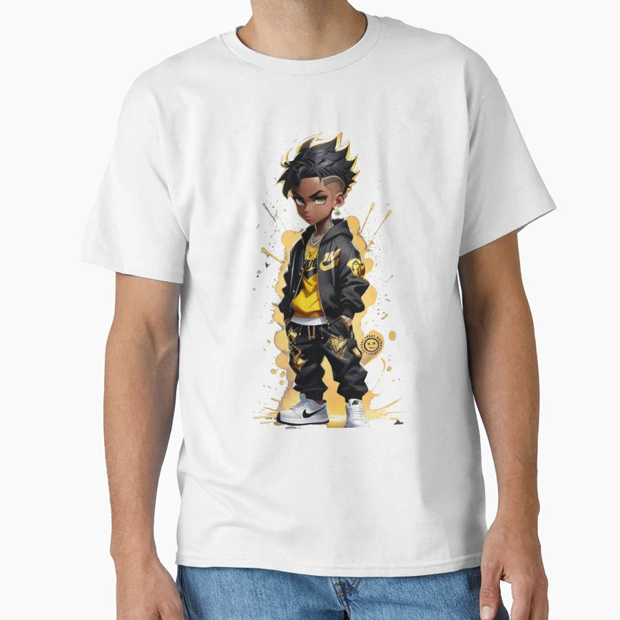 Hip Hop Anime Character T-Shirt - Casual Everyday Wear for Adults - T-Shirt, Sweatshirt, Hoodie