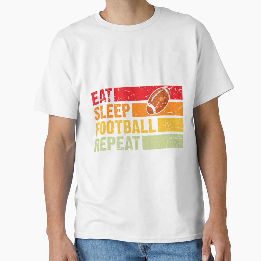 Eat Sleep Football Repeat American Sport T-Shirt - Graphic Print for Adults - T-Shirt, Sweatshirt, Hoodie