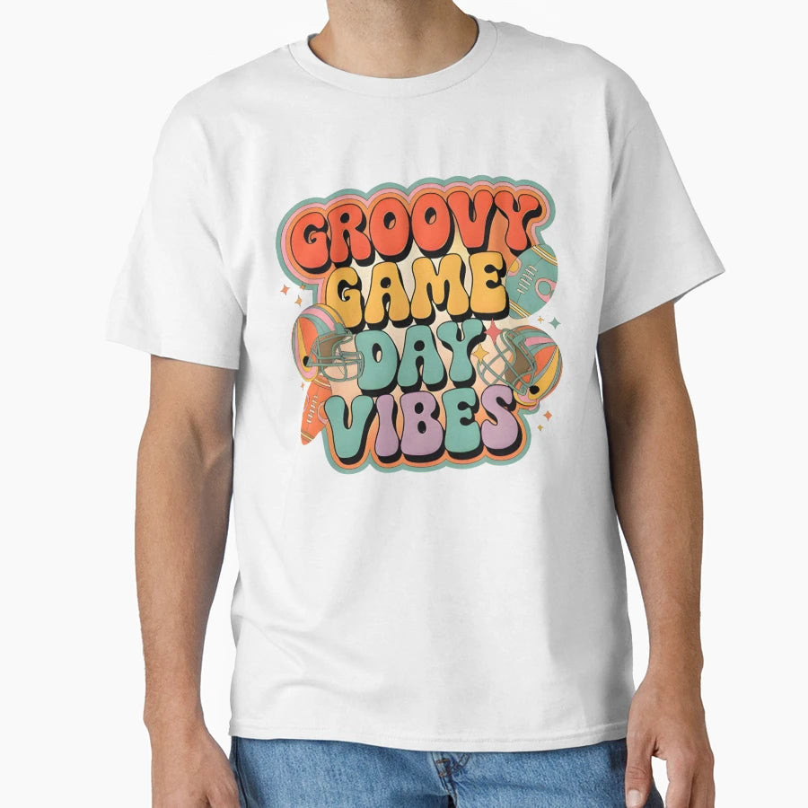Groovy Football Vibes 70S Sports Fan T-Shirt - Graphic Print for Adults - T-Shirt, Sweatshirt, Hoodie