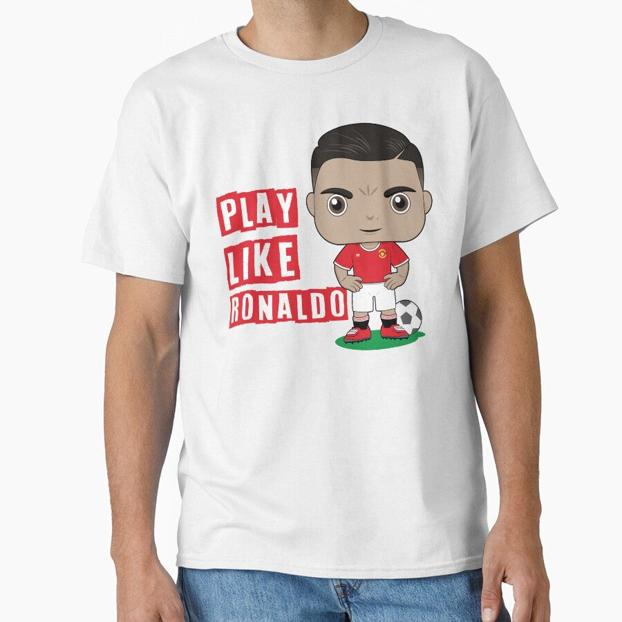 Cute Play like Ronaldo football soccer design by - Adult & Kids T-Shirts, Sweatshirts & Hoodies apparel design preview 1