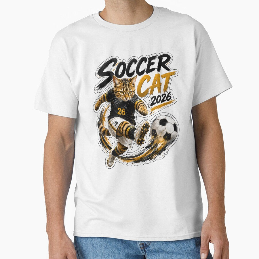 Soccer Cat 2026 by yasmh - Adult & Kids T-Shirts, Sweatshirts & Hoodies apparel design preview 1