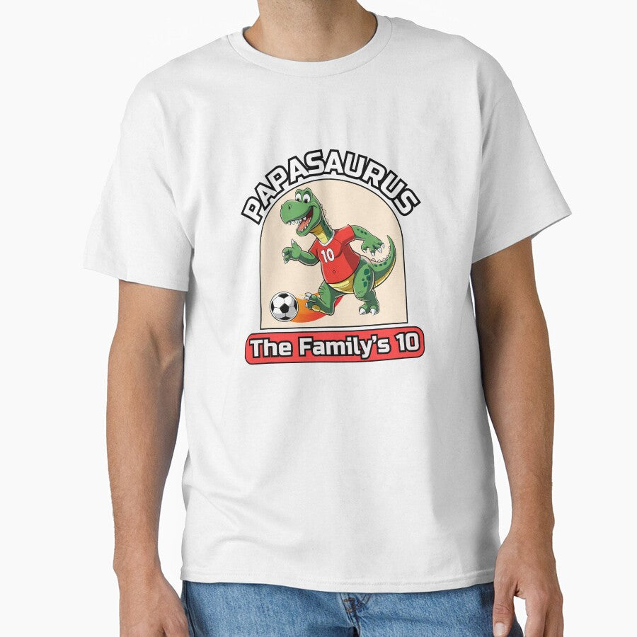 Daddysaurus Rex Funny Futbol Soccer Papasaurus - Adult & Kids T-Shirts, Sweatshirts & Hoodies apparel design preview 1